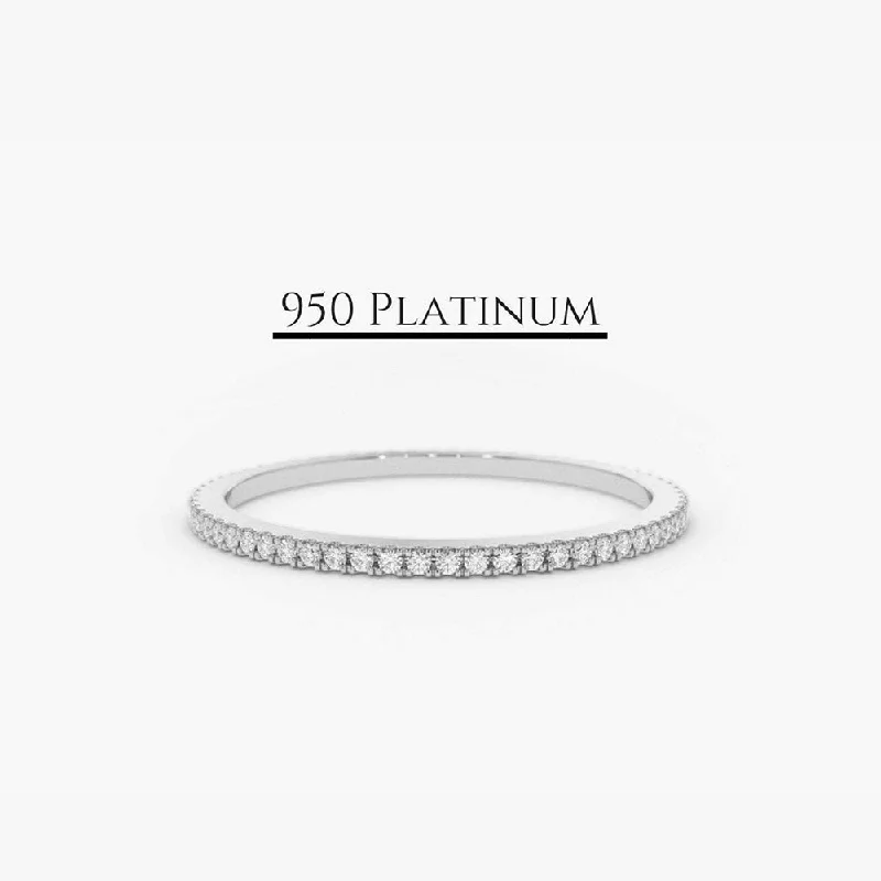 Custom engagement rings for women -Platinum Micro Pave Diamond Eternity Ring