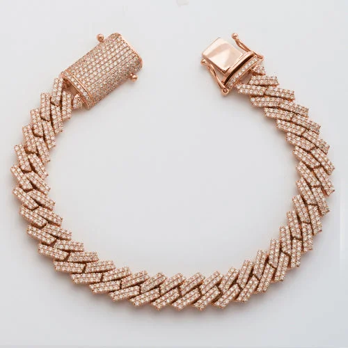 High-end bangles for women -10KR 7.46CTW DIAMOND SQUARE CUBAN BRACELET