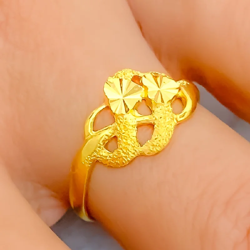 Zircon rings for women -Modish Fancy 22k Gold Ring