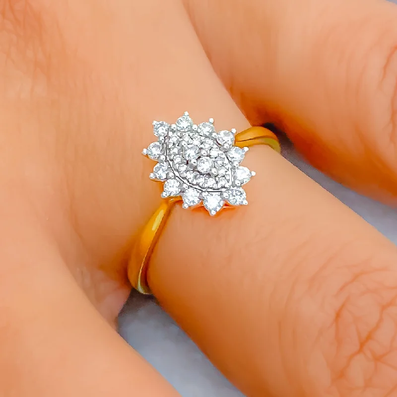 Floral engagement rings for women -Sleek Floral Marquise 18K Gold + Diamond Ring