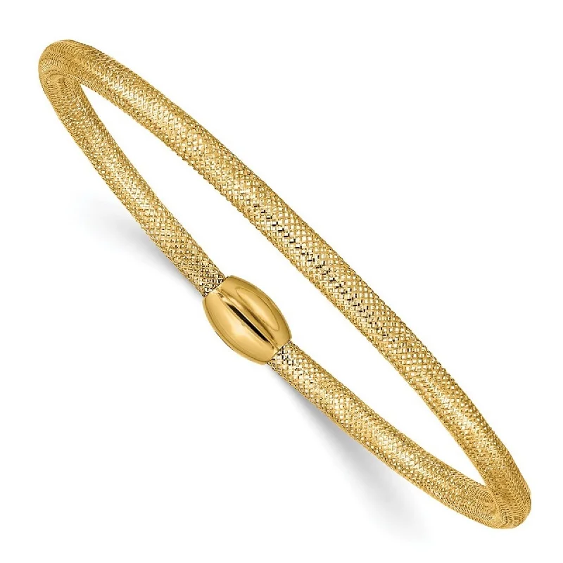 Vintage charm bracelets for women -Curata 14k Yellow Gold Stretch Mesh Bracelet