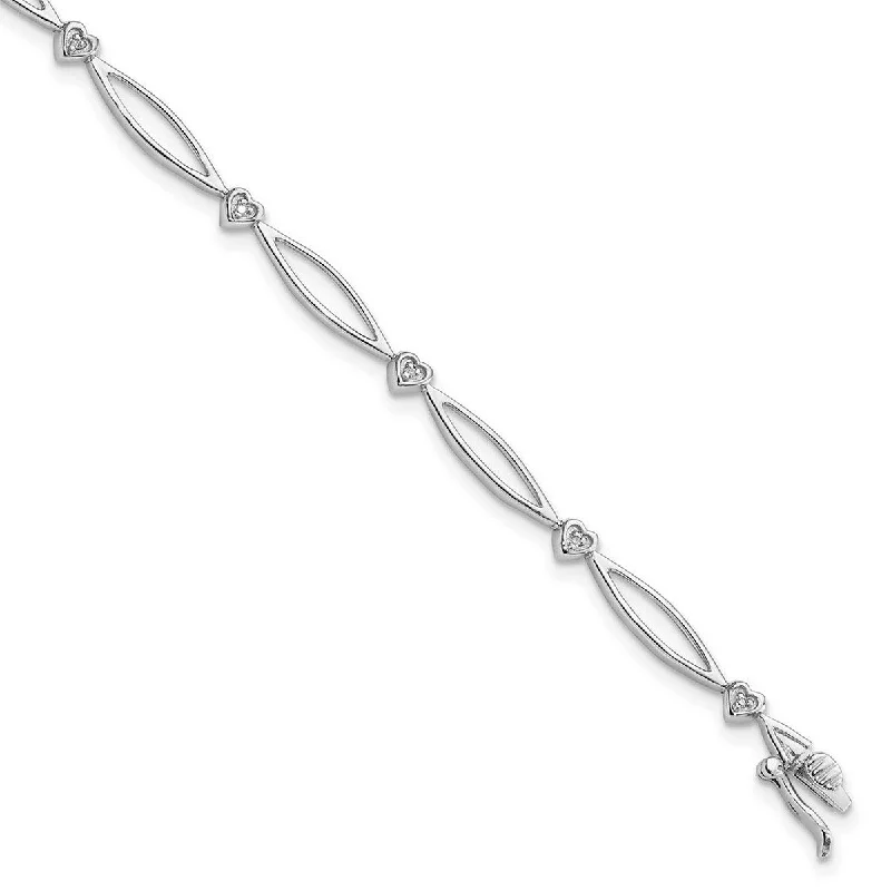 Gemstone bracelets for women -Curata 925 Sterling Silver Polished Box Catch Closure Diamond Bracelet