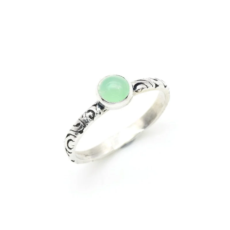 Elegant rings for women -Chrysoprase Ring - Green Round Ring - Tribal Boho Ring