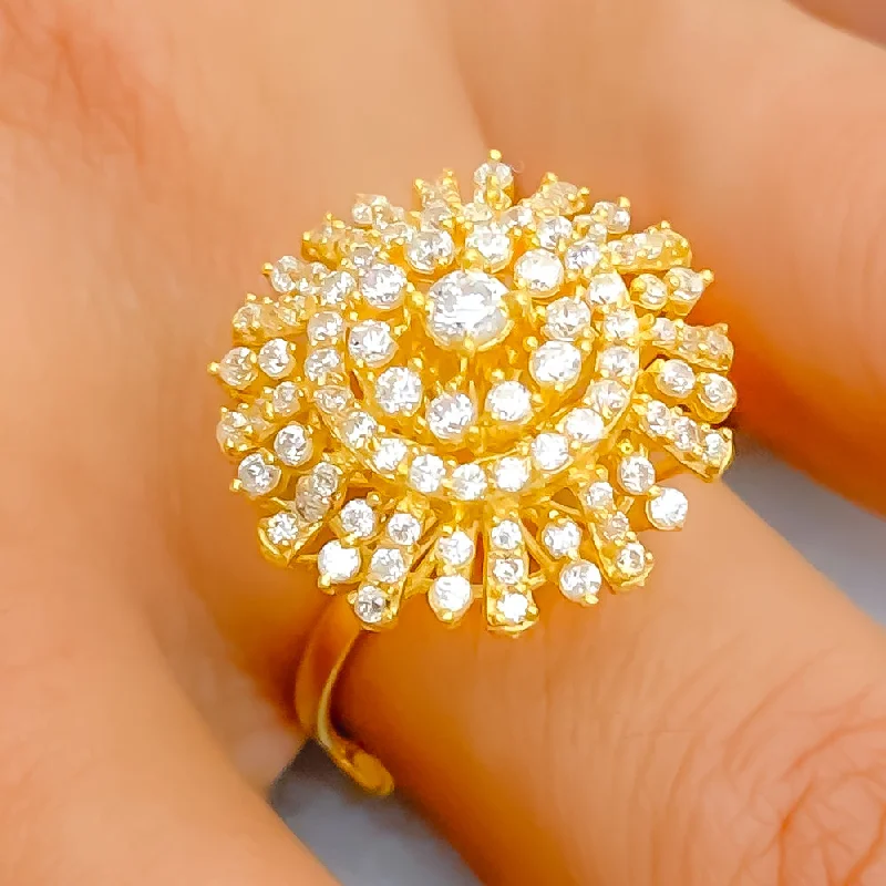 Two-tone rings for women -Charming Elevated 22k Gold CZ Statement Ring