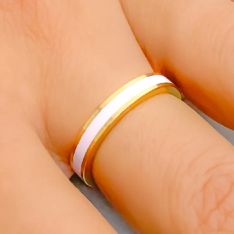 Luxury wedding rings for women -Glossy Baby Pink 22k Gold Enamel Band