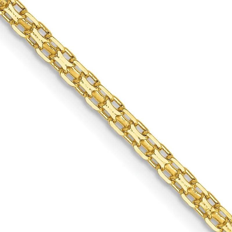 Modern bracelets for women -Curata 14k Yellow Gold Solid Polished 2mm Lightweight Handmade Flat Chain Bracelet Lobster Claw