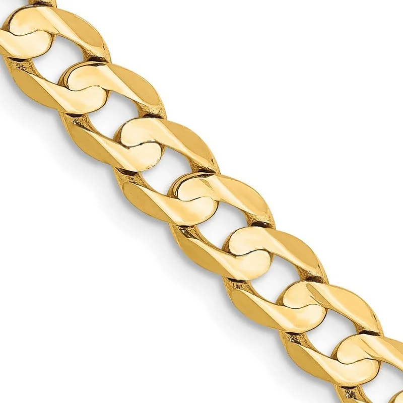 Trendy bangles for women -Curata 14k Yellow Gold Solid Polished 5.25mm Open Concave Curb Chain Bracelet Lobster Claw