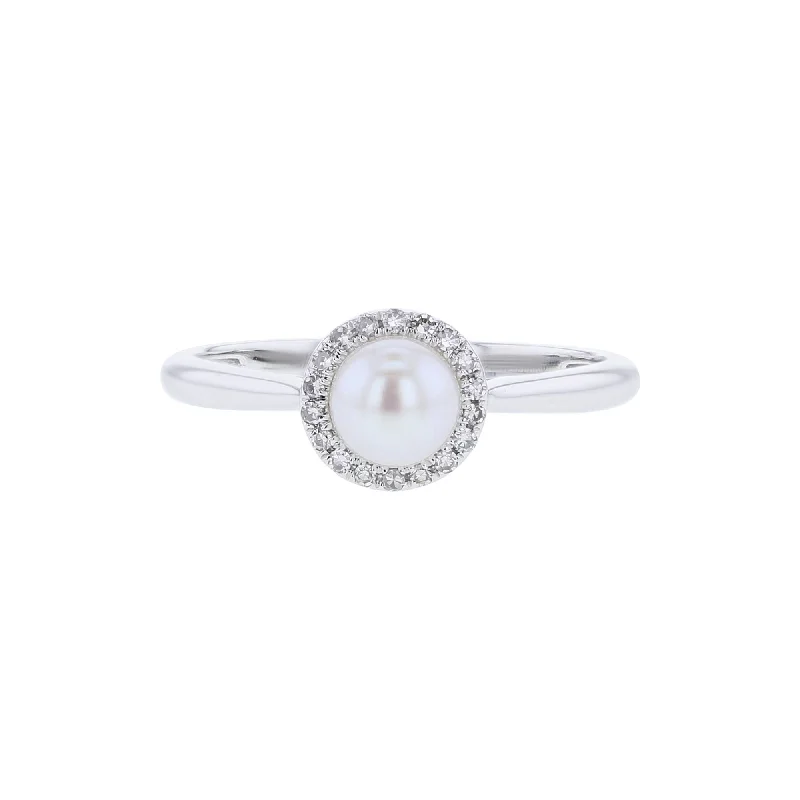 Halo engagement rings for women -Popsicle Pearl & Diamond Ring