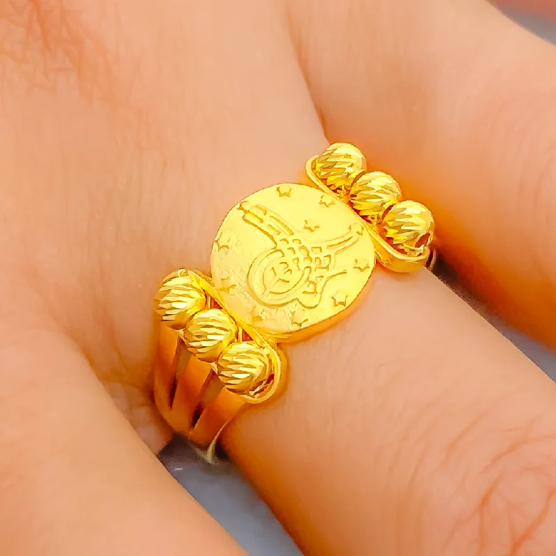 Personalized rings for women -Rich Accented 22k Gold Ring