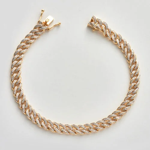 Statement bangles for women -14KY 1.80CTW DIAMOND MIAMI CUBAN BRACELET