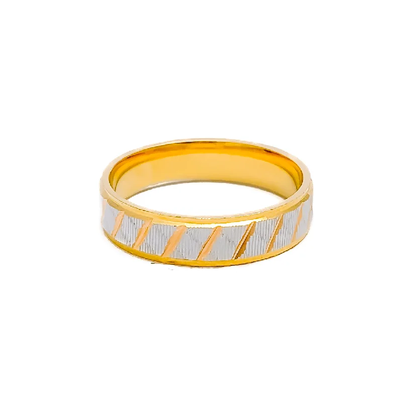 Two-tone rings for women -Minimalist Striped 22k Gold Band