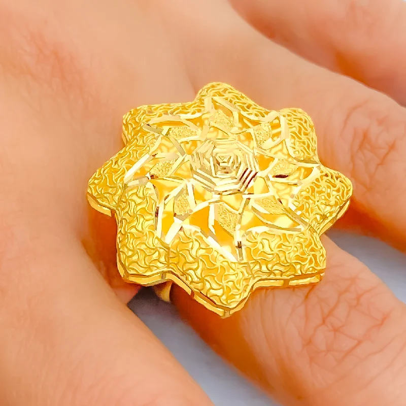 Simple wedding rings for women -Charming Star 21k Gold Ring