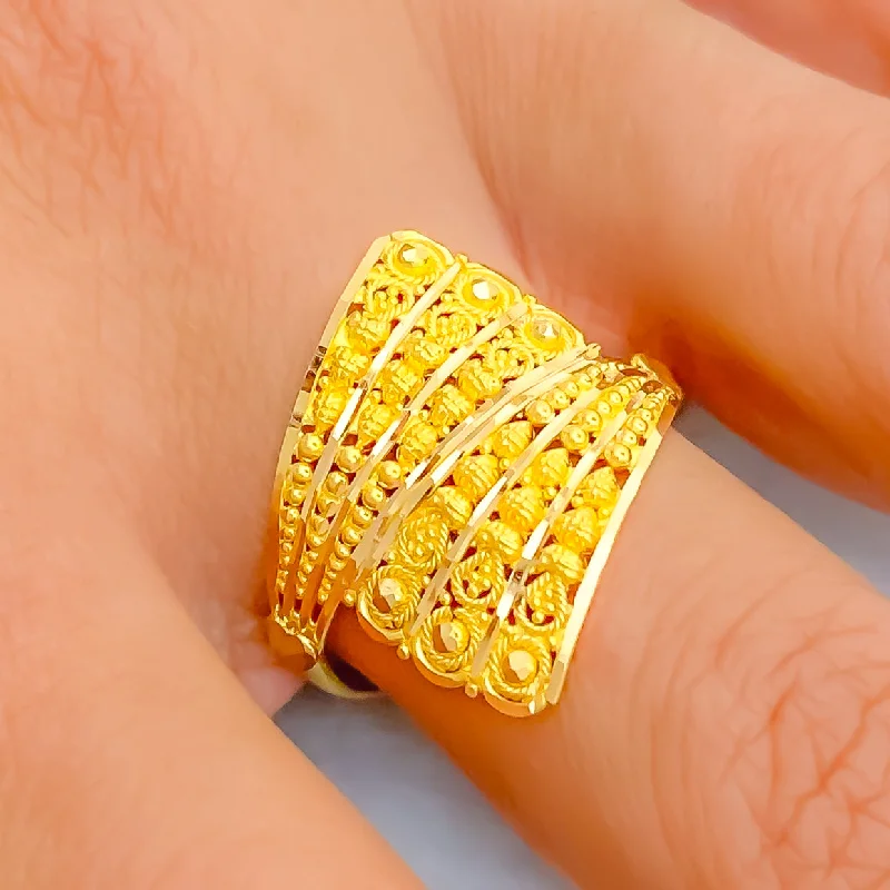 Luxury wedding rings for women -Gorgeous Radiant 22K Gold Ring