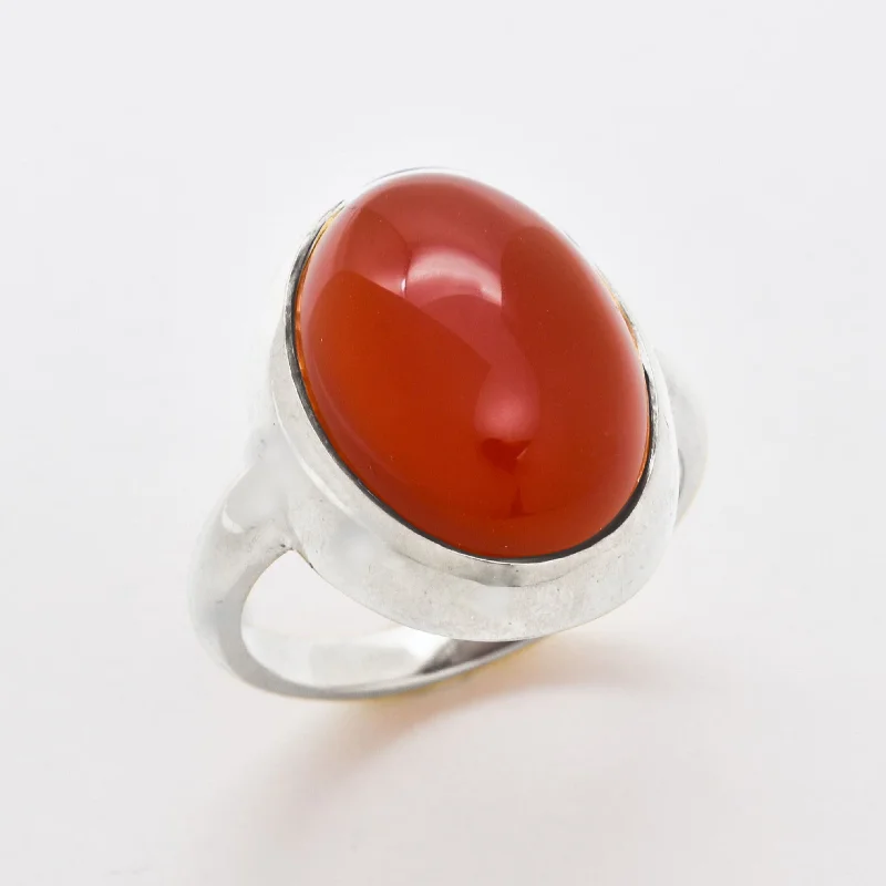 Fashionable rings for women -Red Agate Ring - Large Carnelian Ring - Oval Vintage Ring