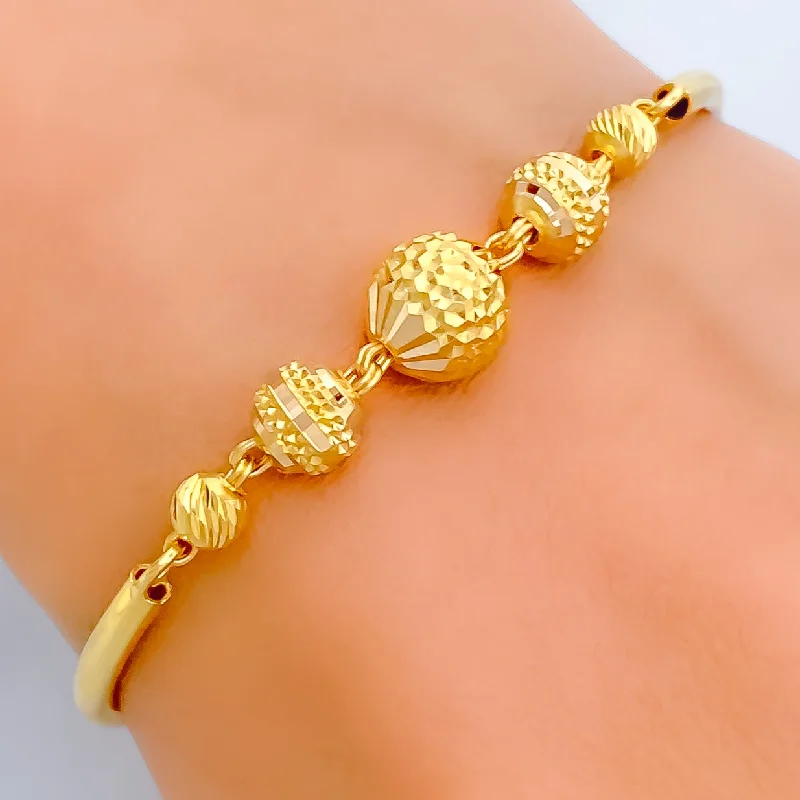 Stylish bangles for women -Beautiful Multi-Bead 22k Gold Flexi Bangle Bracelet