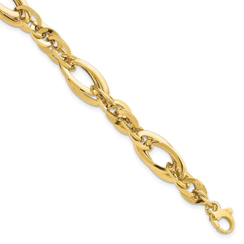 Elegant bracelets for women -Curata 14k Yellow Gold Hollow Fancy Polished Fancy LinkBracelet 7 Inch