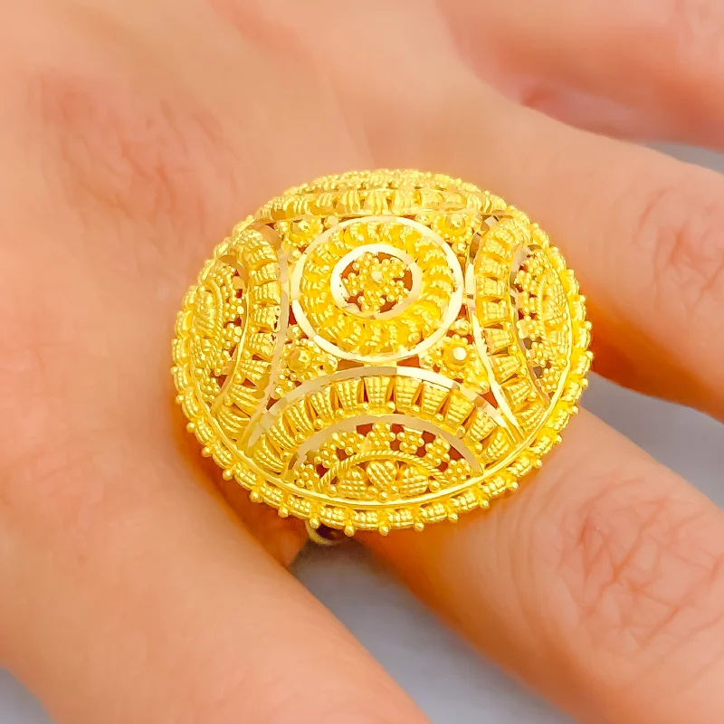 Diamond and gold rings for women -Traditional Festive 22k Gold Statement Ring