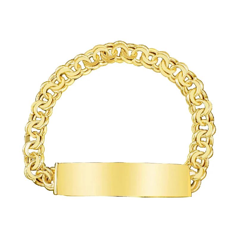 Dainty bracelets for women -10K Yellow Gold Chino Link ID Bracelet