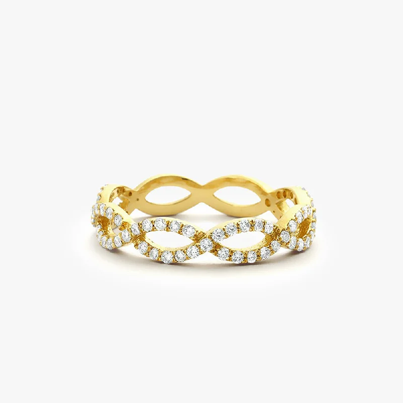 Three-stone engagement rings for women -14K Gold Micro Pave Set Diamond Infinity Ring