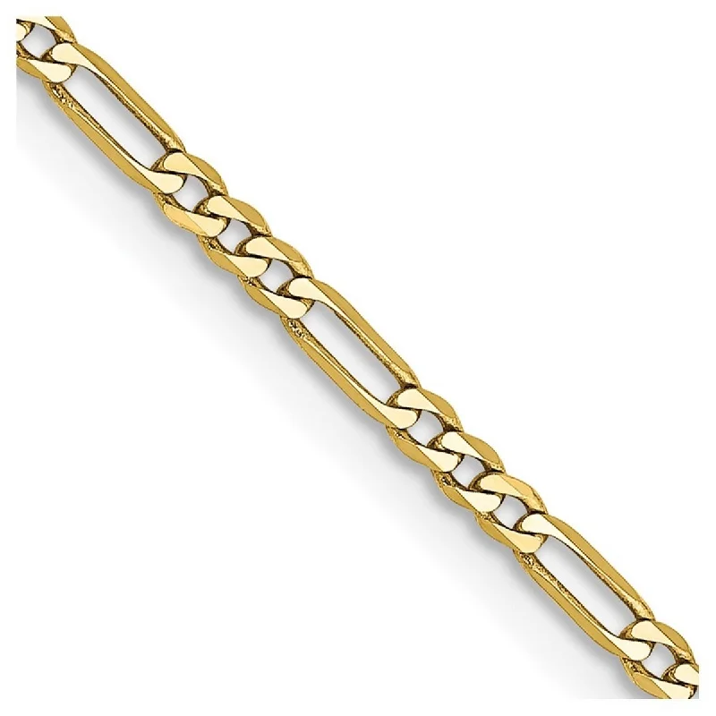 Gold bracelets for women -Curata 10k Yellow Gold Solid Lobster Claw Closure 1.75mm Polished Figaro Chain Bracelet - 8 Inch - Lobster Claw