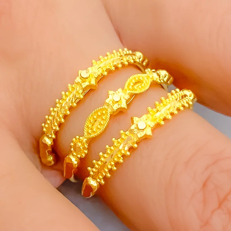 Diamond rings for women -Attractive Detailed 22K Gold Spiral Ring