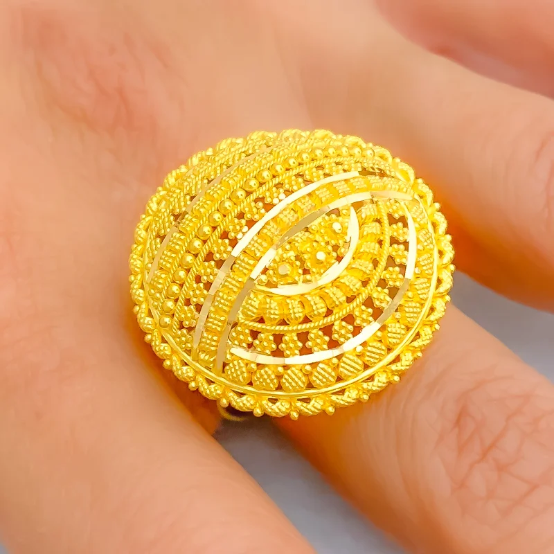 Custom diamond rings for women -Sparkling Majestic 22k Gold Statement Ring