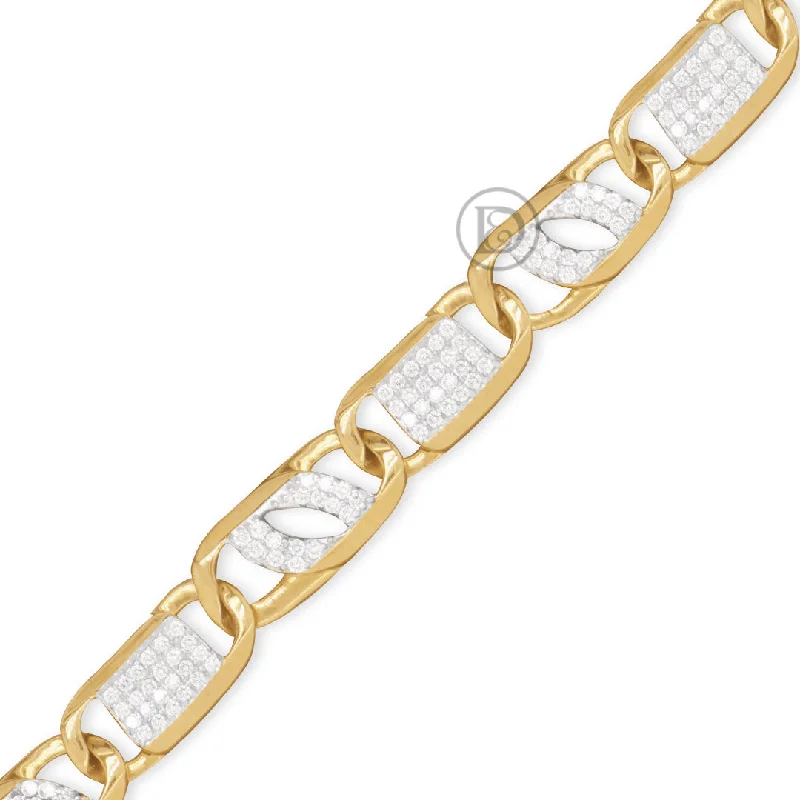 Luxury bangles for women -10K Yellow Gold Men's Fancy Bracelet With 3.60CT Diamonds