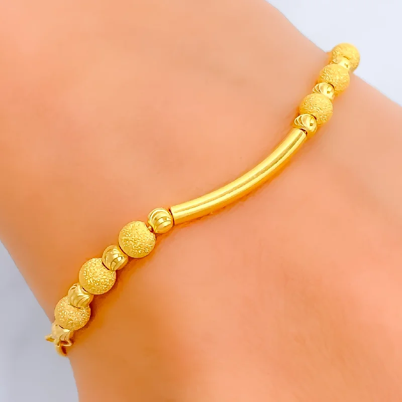 Statement bangles for women -Bold Upscale 22k Gold Bracelet