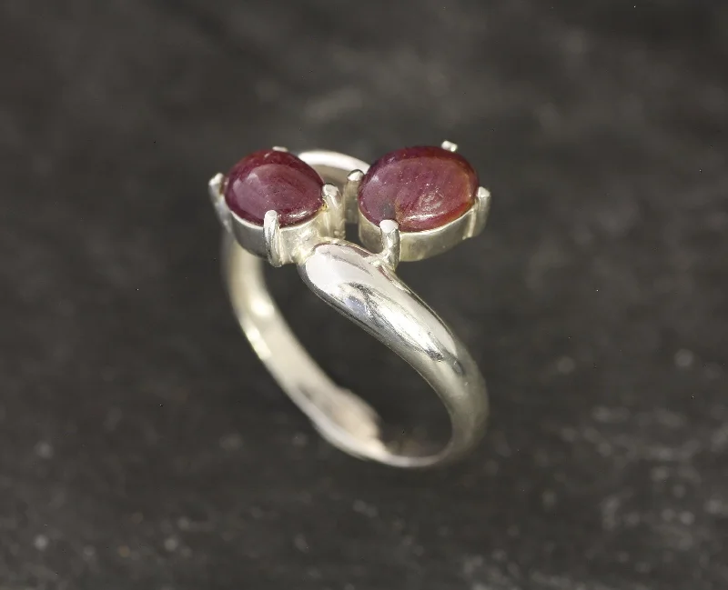 Engagement rings with sapphires for women -Two Stone Ruby Ring - July Birthstone Ring - Red Vintage Ring