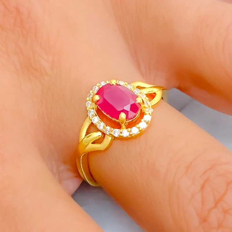 Affordable rings for women -Stunning Regal 22k Gold CZ Ring