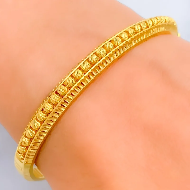 Charm bangles for women -Modern Multi-bead 22k Gold Bangle Bracelet