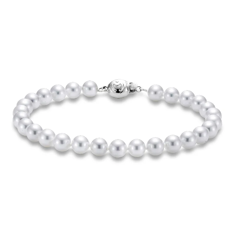 Elegant gemstone bracelets for women -5.5-6MM Akoya Pearl Strand Bracelet