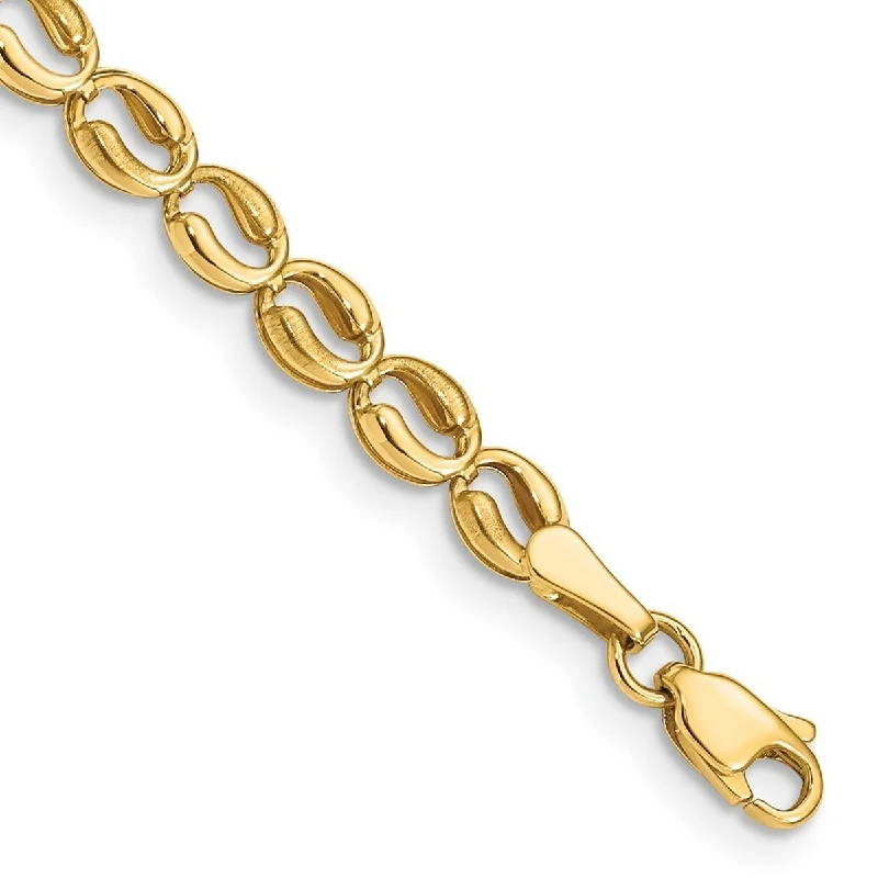 Unique bracelets for women -Curata 14k Yellow Gold Polished Link Bracelet 7.25 Inch