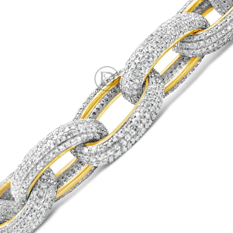 Vintage bracelets for women -10K Solid Yellow Gold 5.12CT tw Round Cut Diamond 10.7mm Bracelet