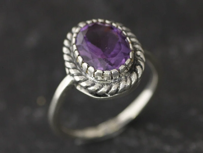 Pearl rings for women -Vintage Amethyst Ring - Purple Gemstone Ring - February Birthstone Ring