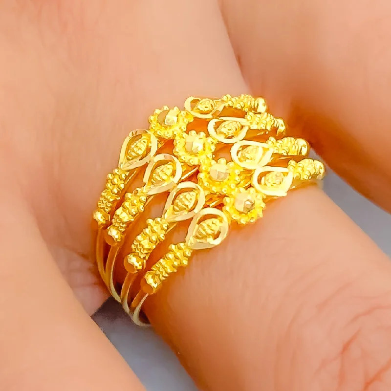 Designer fashion rings for women -Adorned Brilliant 22K Gold Ring