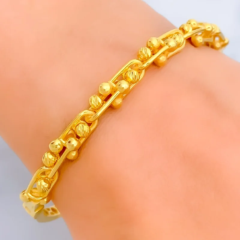 Birthstone bracelets for women -Contemporary Interlinked 22k Gold Bangle Bracelet