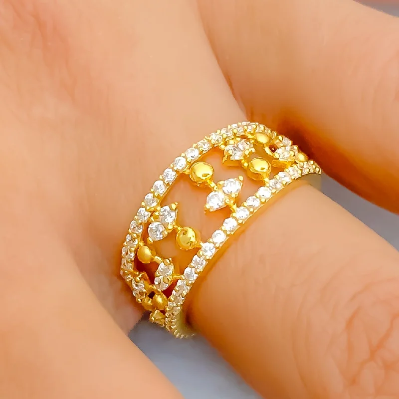 Fashionable statement rings for women -Rich Vibrant 22k Gold CZ Statement Ring