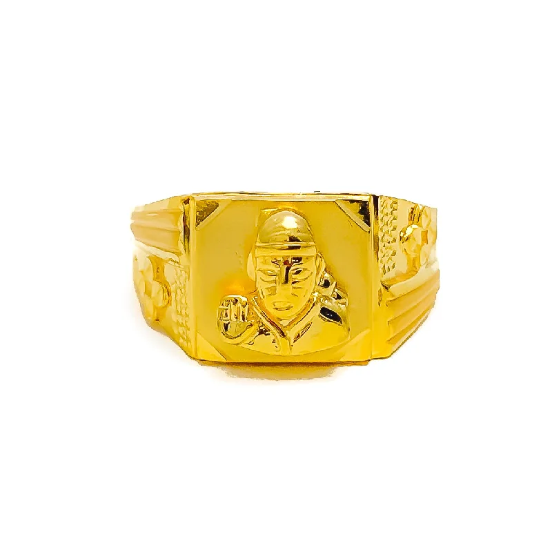 Unique rings for women -Spiritual Men's 22k Gold Ring