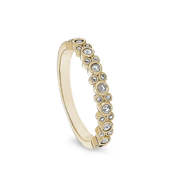 Luxury engagement rings for women -Gold finish sterling silver bubbles ring with simulated diamonds