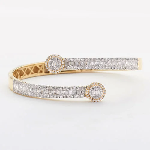 Luxury bracelets for women -14KY 3.30CTW DIAMOND CUFF BRACELET - BAGUETTE &