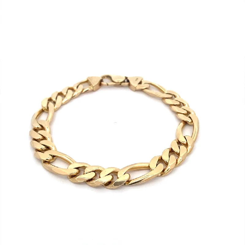 Custom gemstone bracelets for women -14K Yellow Gold 9.40mm Solid Figaro Bracelet