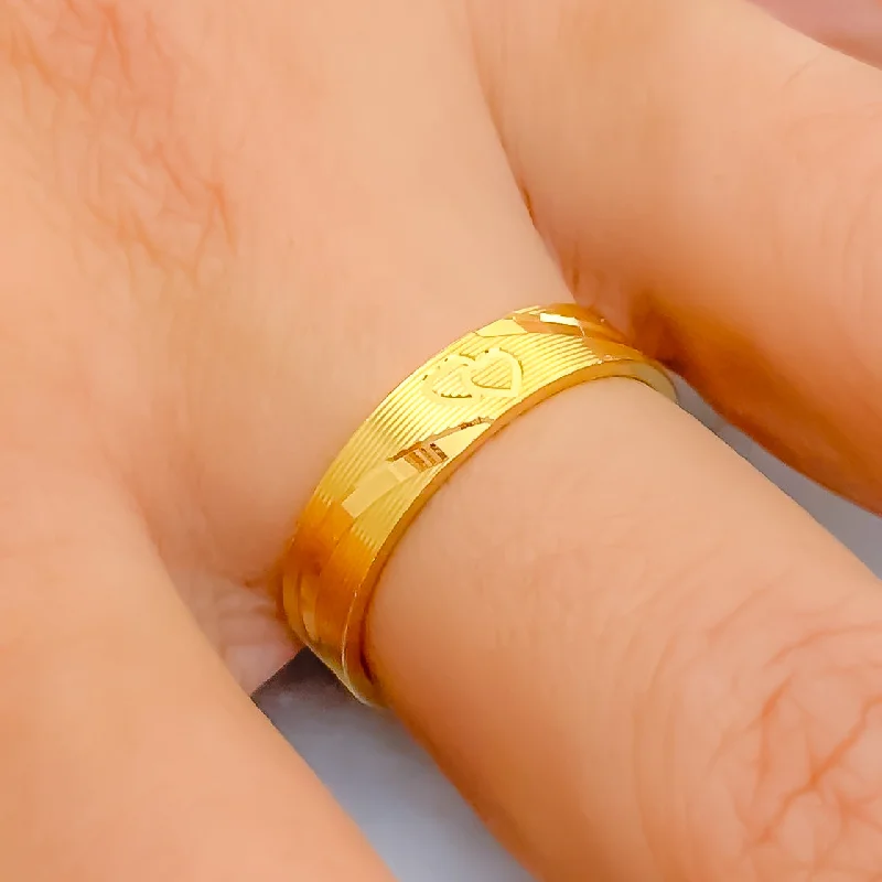 Boho rings for women -Elegant Dual Heart 22k Gold Band