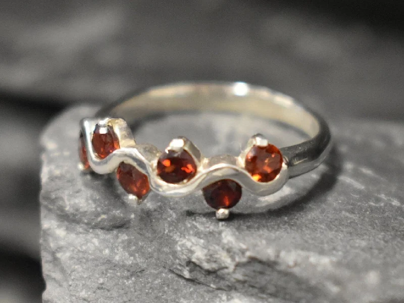 Simple wedding rings for women -Red Garnet Band - Natural Garnet Ring, January Birthstone Ring