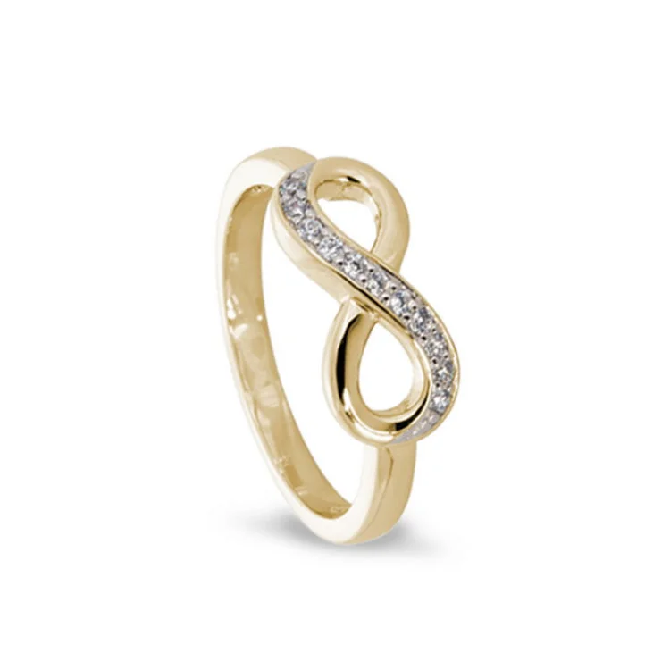 Custom engagement rings for women -Gold Finish Sterling Silver Micropave Infinity Ring with Simulated Diamonds