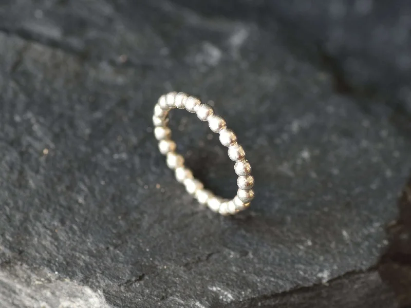 Diamond and gold rings for women -Silver Bubble Ring - Silver Beaded Ring - Silver Stackable Ring