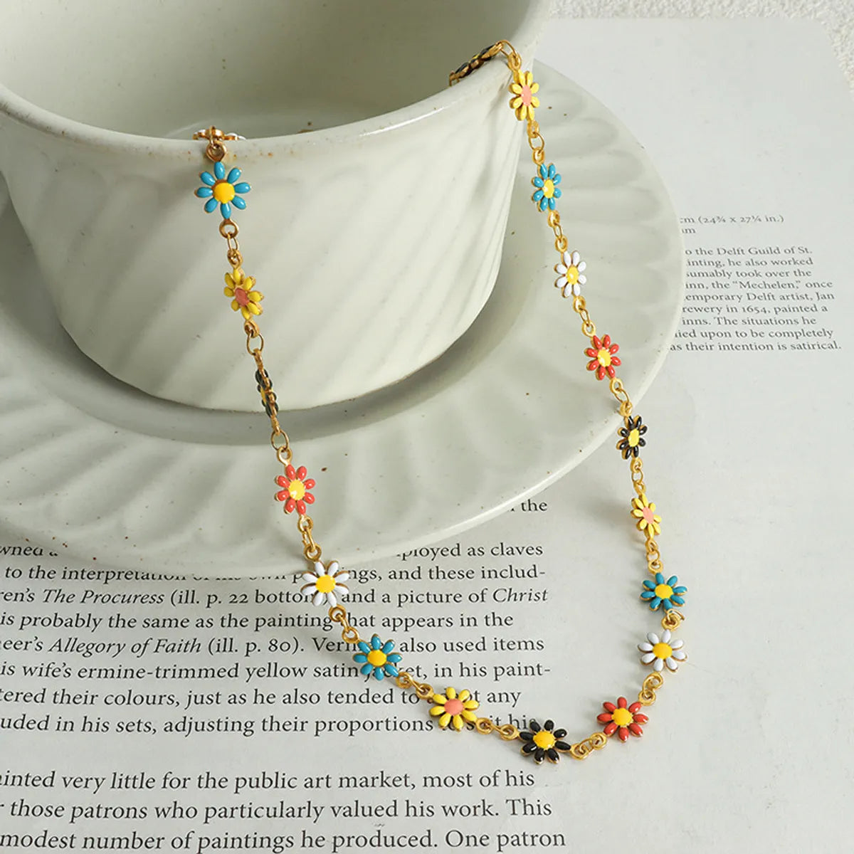 1 [Ah6191] Colorful Daisy Necklace Gold