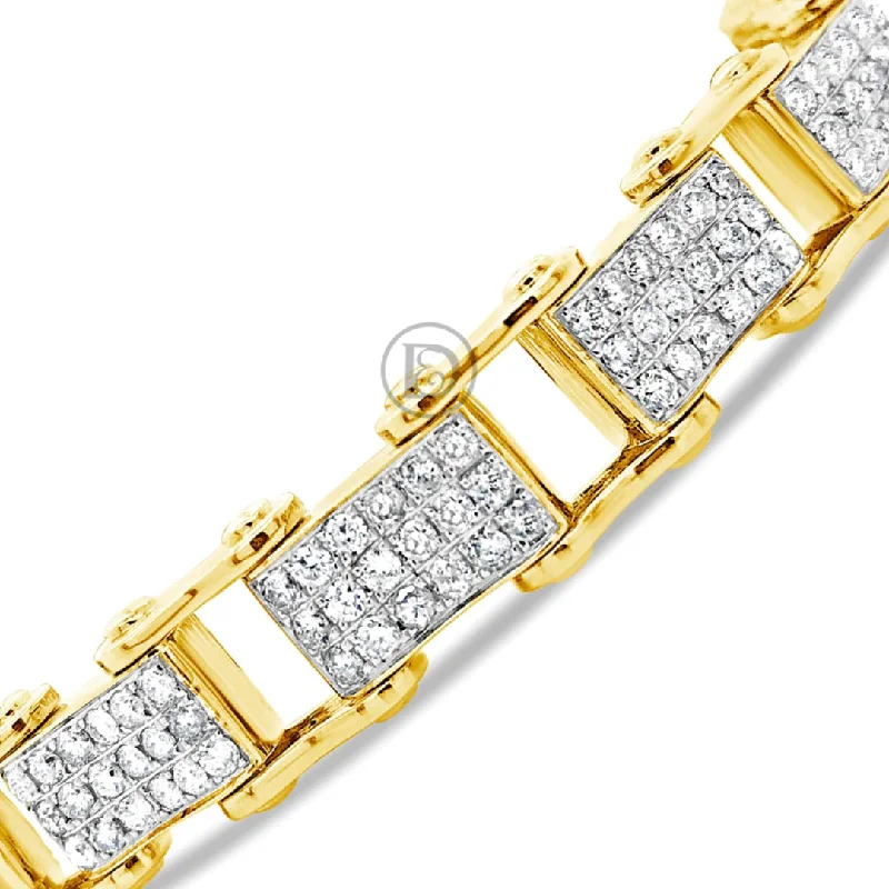 Rose gold bracelets for women -10K Solid Yellow Gold 6.33CT tw Round Cut Diamond 11.5mm Bracelet