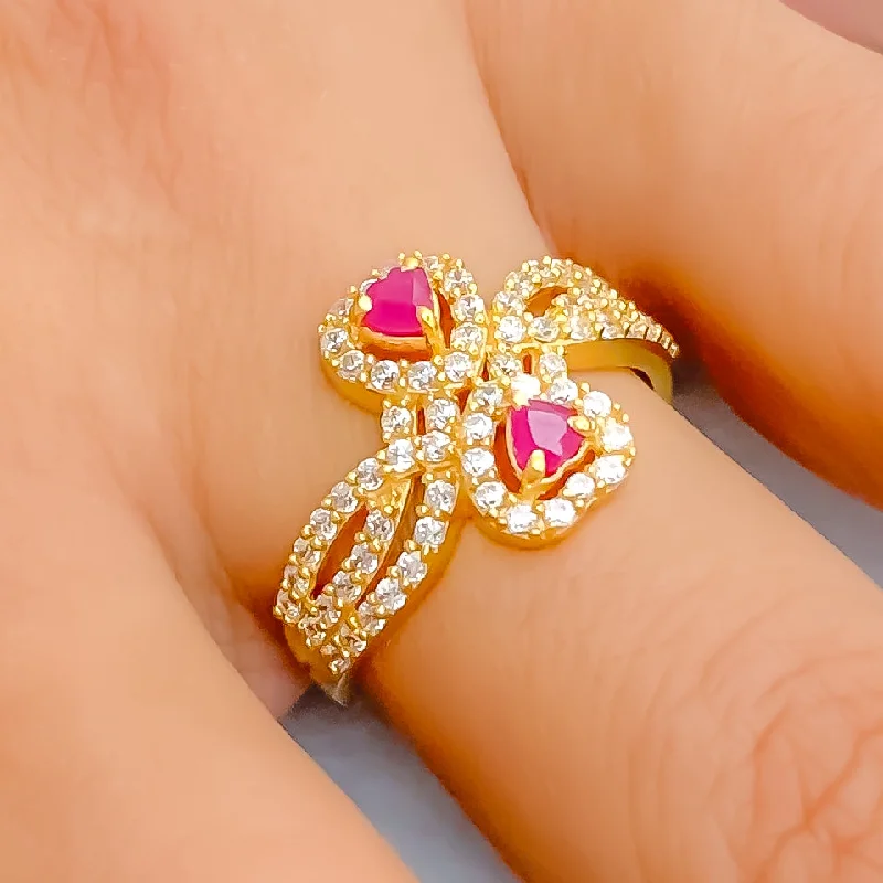 Diamond rings for women -Red Gorgeous 22k Gold CZ Statement Ring