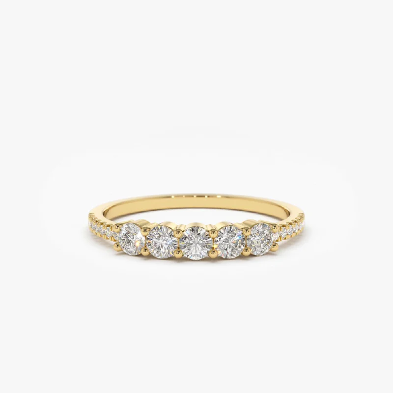 Sparkling engagement rings for women -14K Gold 5 Stone Diamond Anniversary Ring